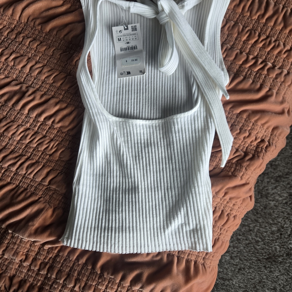 Zara White Ribbed Tank Top - Picture 3 of 3